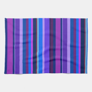 Linge De Cuisine Bleu et violet bandes verticales