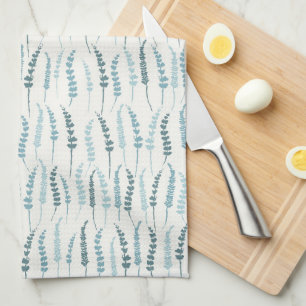 Linge De Cuisine Bleu Fern Print Cottage Decor