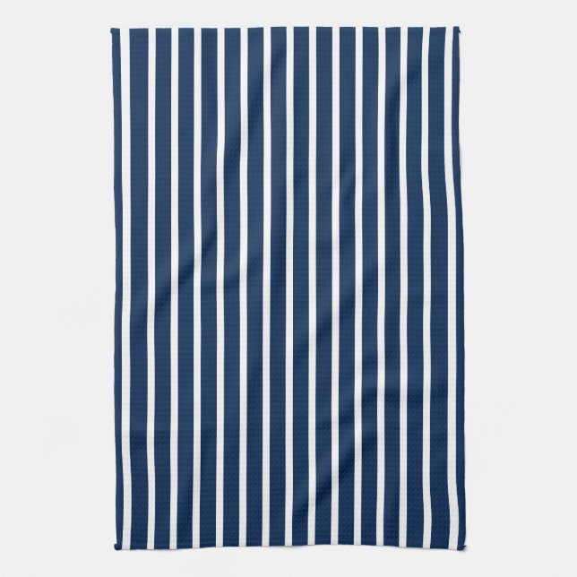Linge De Cuisine Bleu marine moderne et rayures blanches motif chic (Vertical)