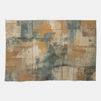 Linge De Cuisine Bleu marine orange brûlé bois rustique patiné