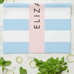 Linge De Cuisine Bleu, Motif rayé, Lignes, Votre Nom