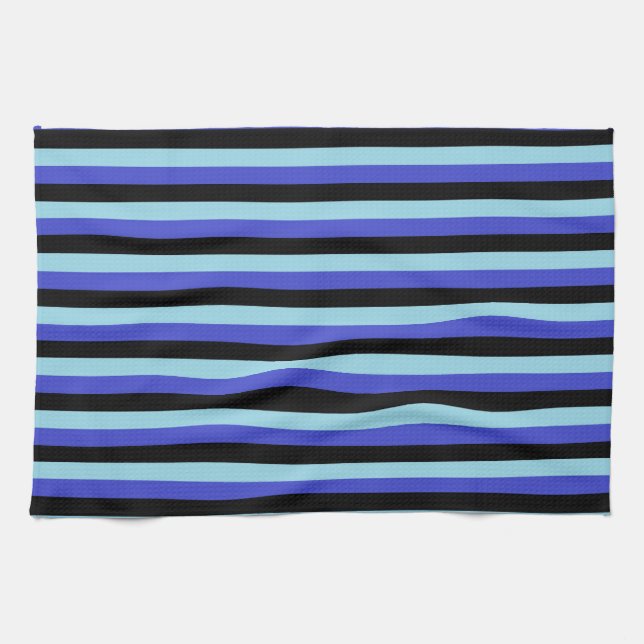 Linge De Cuisine Bleu, noir et bleu pastel (Horizontal)