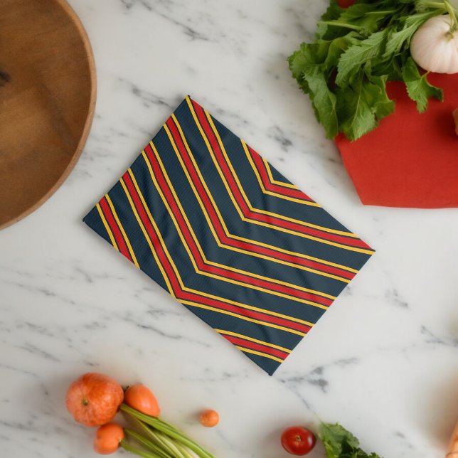 Linge De Cuisine Bleu rouge Chevron Stripes Planche à découper (Kitchen Towel)