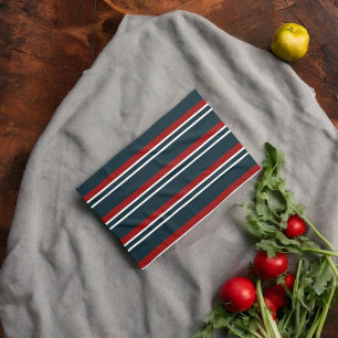 Linge De Cuisine Bleu Rouge uniforme rayures