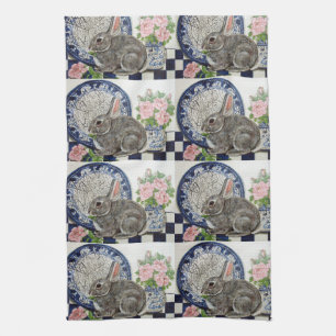 Linge De Cuisine Bleu Rustique Lapin Lapin Dedham Campagne Ferme