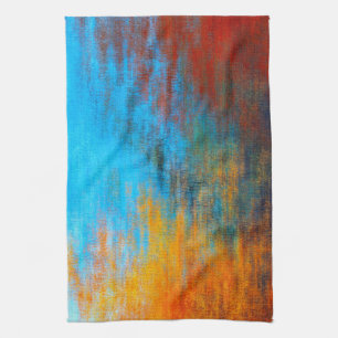Linge De Cuisine bleu turquoise Abstrait, orange et rouge