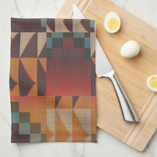 Linge De Cuisine Bleu turquoise Beige Rouge foncé Art Tribal Brown 