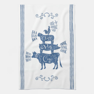 Linge De Cuisine Bleu Vintage Pays Agritourisme Stabilisé Animal de