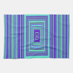 Linge De Cuisine Bleu violet vert Rectangles Art géométrique