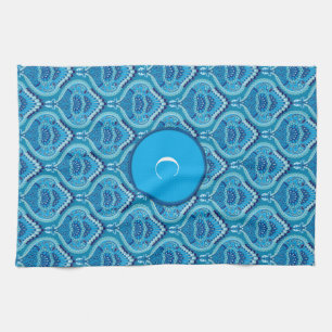 Linge De Cuisine Bleuâtre - Paisley à plumes