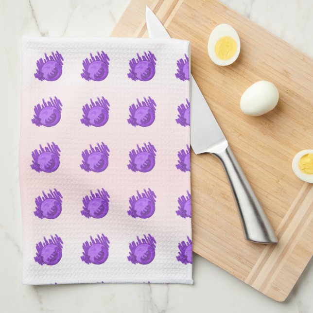 Linge De Cuisine Bleuets et crème Motif de fruits (Quart Plié)