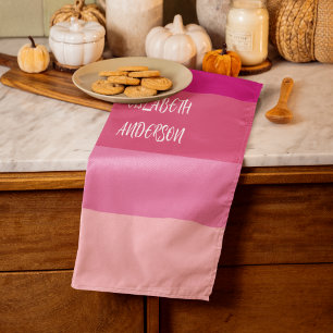 Linge De Cuisine Blocage de couleur rose, bande horizontale