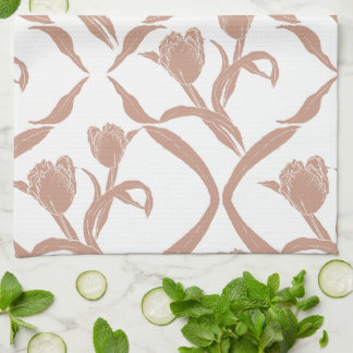 Linge De Cuisine Block print tulips beige, wheat golden