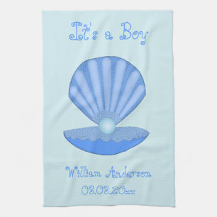 Linge De Cuisine Blue Baby Boy Coquille d'huîtres et Pearl Custom