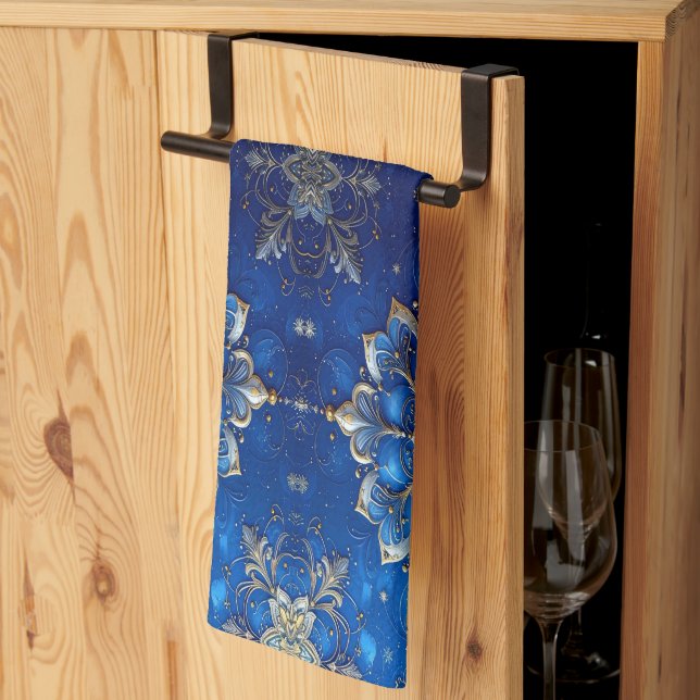 Linge De Cuisine Blue Decorative Holiday Kitchen Towel (Pliage en tiers)