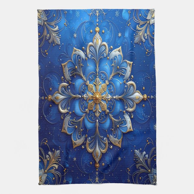 Linge De Cuisine Blue Decorative Holiday Kitchen Towel (Vertical)