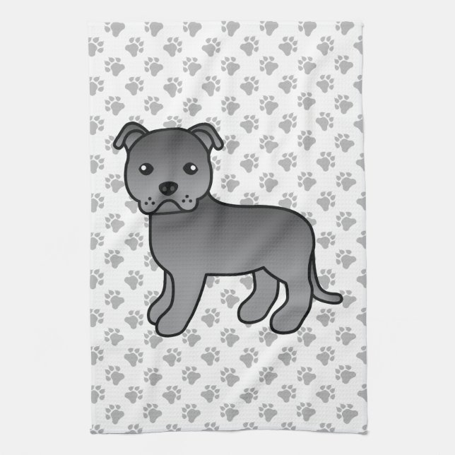 Linge De Cuisine Blue English Staffordshire Bull Terrier Dog (Vertical)