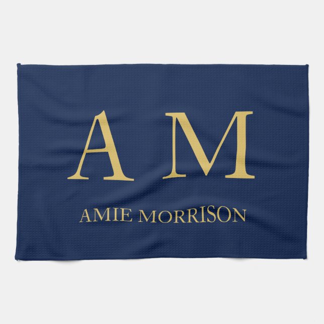 Linge De Cuisine Blue Gold Colours Professionnel Lettres initiales  (Horizontal)