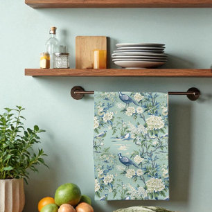 Linge De Cuisine Blue Green Chinoiserie Style Cuisine Florale Servi