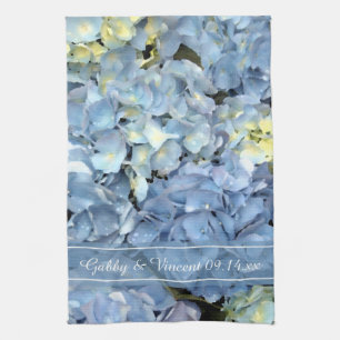 Linge De Cuisine Blue Hydrangea Floral Wedding Enregistrer la date