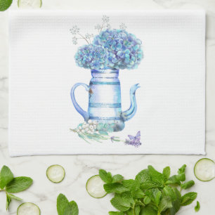 Linge De Cuisine Blue Hydrangea Teapot Farmhouse Pastel Floral