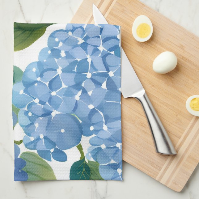 Linge De Cuisine Blue Hydrangeas | Beau Floral Bush (Quart Plié)