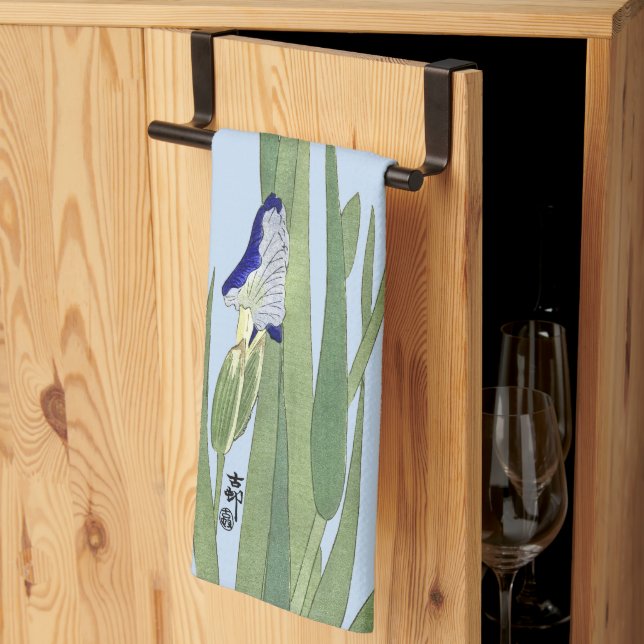 Linge De Cuisine Blue Irises par Ohara Koson (Pliage en tiers)