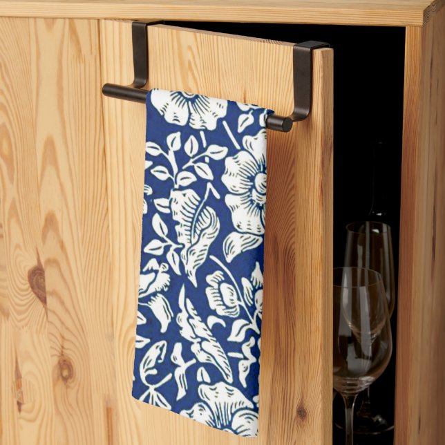 Linge De Cuisine Blue Mallow, célèbre motif, (Pliage en tiers)