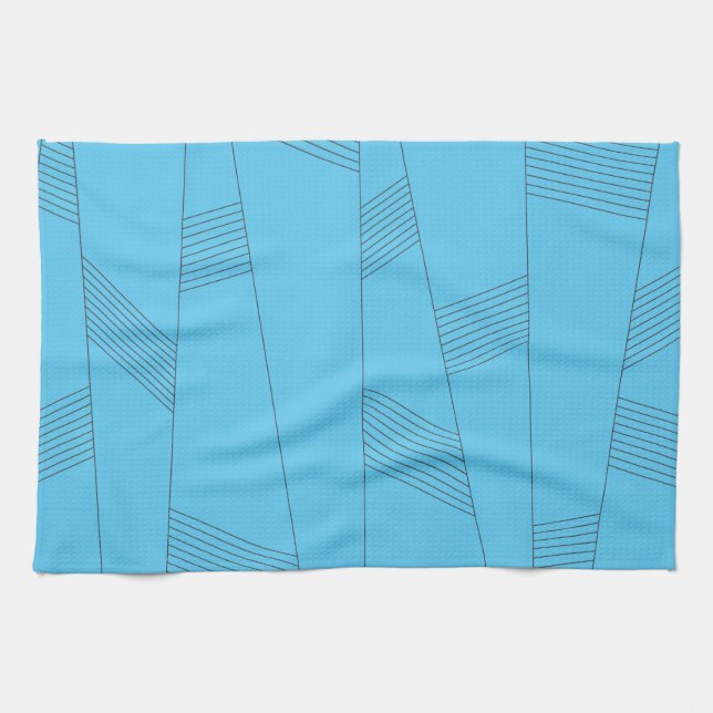 Linge De Cuisine Blue, simple, elegant, abstract line pattern (Horizontal)
