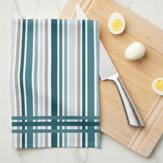 Linge De Cuisine Blue Striped Kitchen Towels  (Quart Plié)