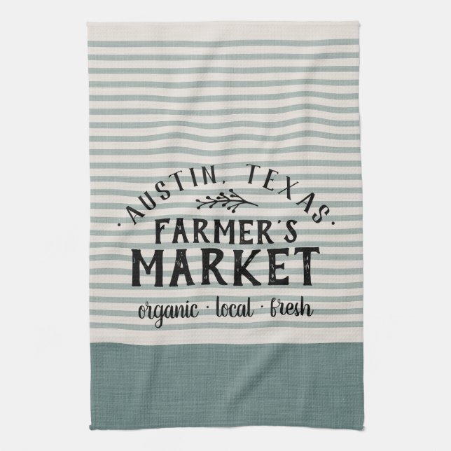 Linge De Cuisine Blue Stripes Custom Farmer's Market | Ferme (Vertical)