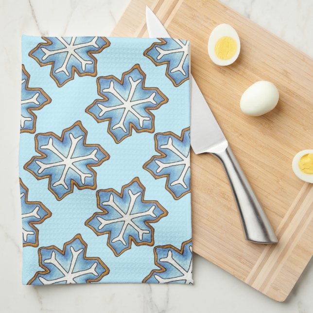 Linge De Cuisine Blue Winter Holiday Hanoukka Christmas Snowflakes (Quart Plié)