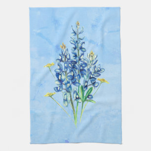 Linge De Cuisine Bluebonnets sur Arrière - plan bleu