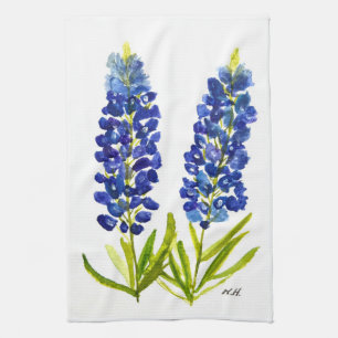 Linge De Cuisine Bluebonnets Texas State Flowers Lupine Watercolor