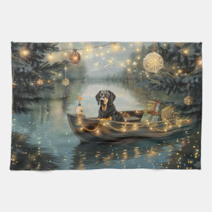Linge De Cuisine Bluetick Coonhound Noël Festive Voyage