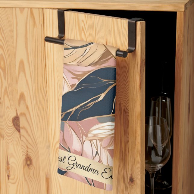 Linge De Cuisine Blush Pink Gold Modern Boho Collection Feuilles (Pliage en tiers)