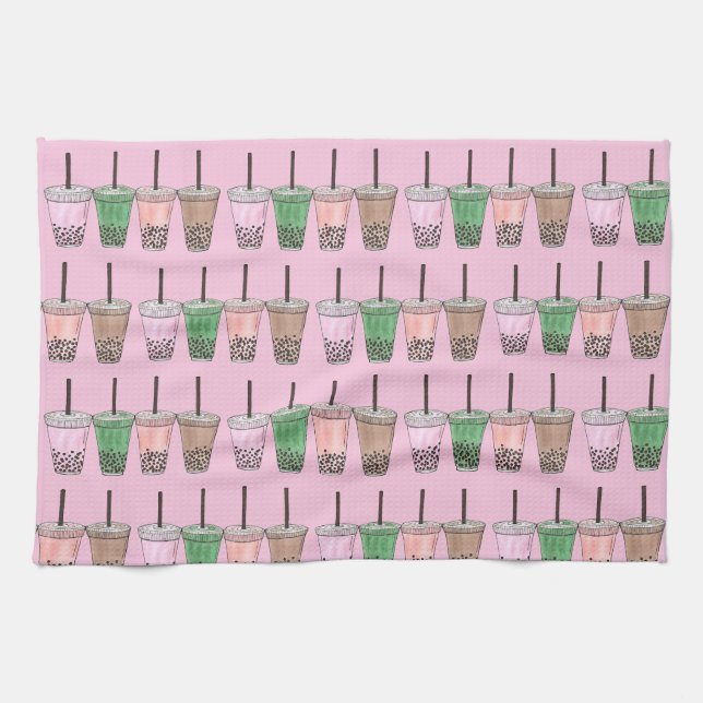 Linge De Cuisine Boba Bubble Tapioca Pearl Lait Thé Boissons (Horizontal)