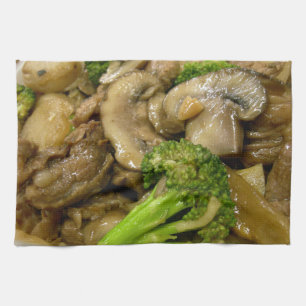 Linge De Cuisine Boeuf, brocoli et champignons remuer la frite