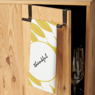 Linge De Cuisine Boho Chic Jaune Feuilles d'automne Aquarelle