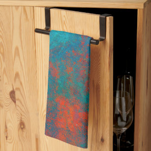 Linge De Cuisine Boho Cuivre Bleu Orange Rouge Grunge