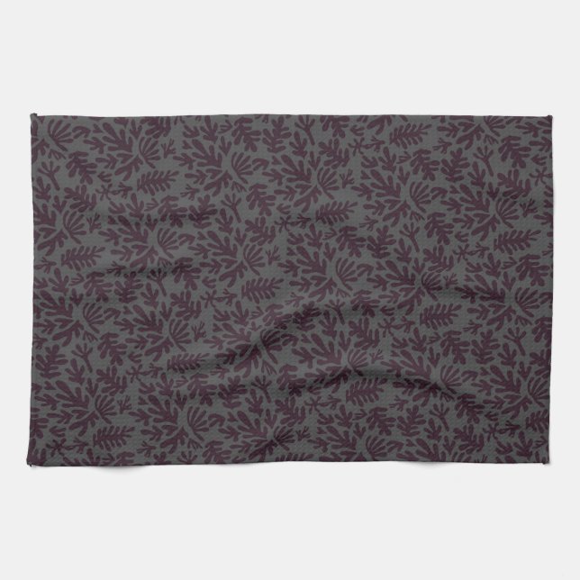 Linge De Cuisine Boho Matisse Formes botaniques Motif gris noir (Horizontal)