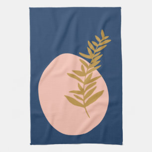 Linge De Cuisine Boho Moderne Abstrait Botanique Art Rose Bleu Or