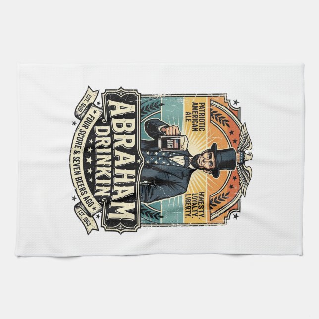 Linge De Cuisine Boire Abraham Patriotique Rétro Détresse (Horizontal)