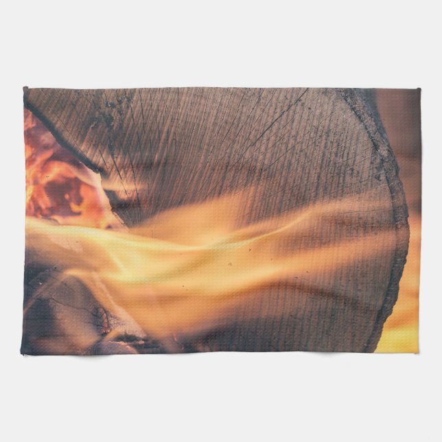 Linge De Cuisine Bois au feu (Horizontal)