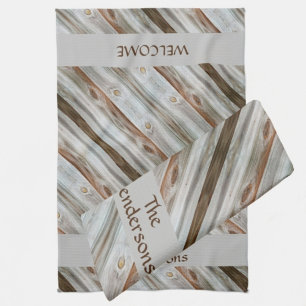 Linge De Cuisine Bois vieilli rustique Brown et gris