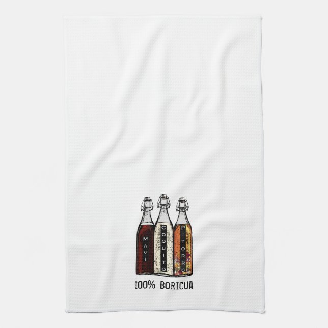 Linge De Cuisine Boissons traditionnelles portoricaines 100% Boricu (Vertical)