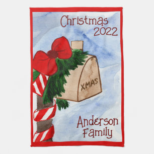 Linge De Cuisine Boîte aux lettres de la famille de Noël Sucre de c