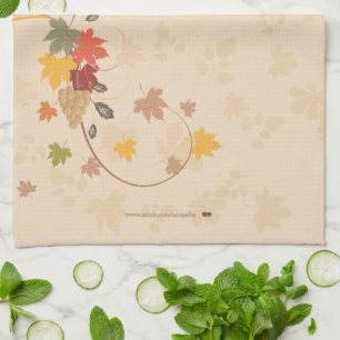 Linge De Cuisine Bon thanksgiving - feuille, raisins et rubans