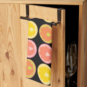 Linge De Cuisine Bonbon Citron Motif Noir 