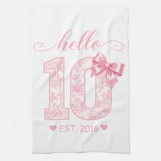Linge De Cuisine Bonjour 10 Anniversaire | Rose Bonjour 10 Année pe